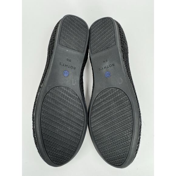 Rothys The Flat Size 9.5 Honeycomb Black Knit Round Toe Slip On Shoes Comfort - Picture 8 of 12
